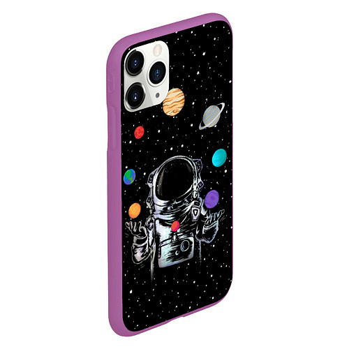 Чехол iPhone 11 Pro матовый Космический жонглер / 3D-Фиолетовый – фото 2