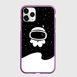 Чехол iPhone 11 Pro матовый Маленький космонавт, цвет: 3D-фиолетовый