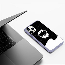 Чехол iPhone 11 Pro матовый Маленький космонавт, цвет: 3D-светло-сиреневый — фото 2
