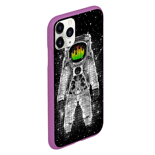 Чехол iPhone 11 Pro матовый Музыкальный космонавт / 3D-Фиолетовый – фото 2