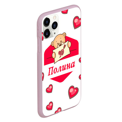 Чехол iPhone 11 Pro матовый Влюбленная Полина / 3D-Розовый – фото 2