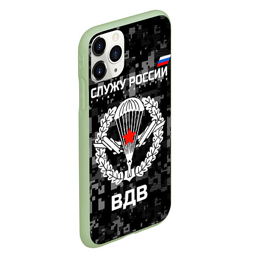 Чехол iPhone 11 Pro матовый Служу России, ВДВ / 3D-Салатовый – фото 2