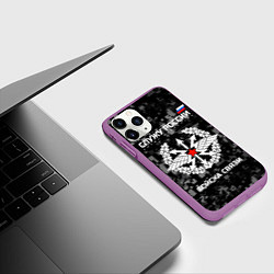Чехол iPhone 11 Pro матовый Служу России: войска связи, цвет: 3D-фиолетовый — фото 2