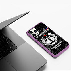 Чехол iPhone 11 Pro матовый Служу России: космические войска, цвет: 3D-фиолетовый — фото 2