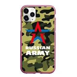 Чехол iPhone 11 Pro матовый Russian army, цвет: 3D-малиновый