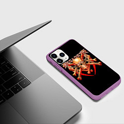 Чехол iPhone 11 Pro матовый Megadeth: Gold Skull, цвет: 3D-фиолетовый — фото 2
