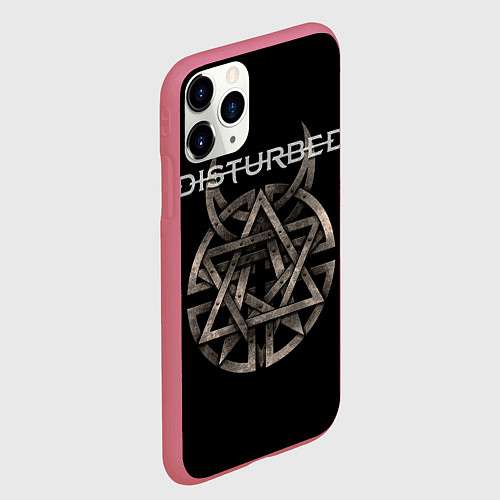 Чехол iPhone 11 Pro матовый Disturbed Logo / 3D-Малиновый – фото 2