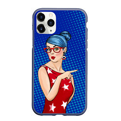 Чехол iPhone 11 Pro матовый Pop Art Girl, цвет: 3D-серый