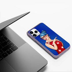 Чехол iPhone 11 Pro матовый Pop Art Girl, цвет: 3D-серый — фото 2