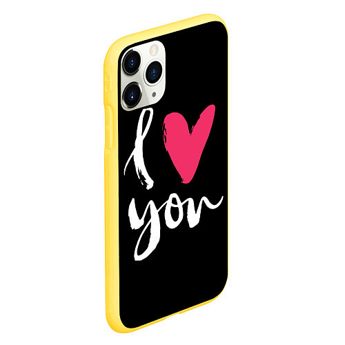 Чехол iPhone 11 Pro матовый Valentines Day, I Iove you / 3D-Желтый – фото 2