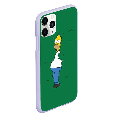 Чехол iPhone 11 Pro матовый Гомер в кустах / 3D-Светло-сиреневый – фото 2