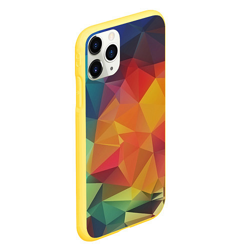 Чехол iPhone 11 Pro матовый Цветные полигоны / 3D-Желтый – фото 2