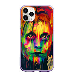 Чехол iPhone 11 Pro матовый Face art, цвет: 3D-светло-сиреневый