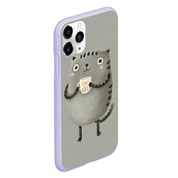Чехол iPhone 11 Pro матовый Cat Love Kill, цвет: 3D-светло-сиреневый — фото 2
