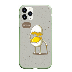 Чехол iPhone 11 Pro матовый Яйцо приветствует, цвет: 3D-салатовый