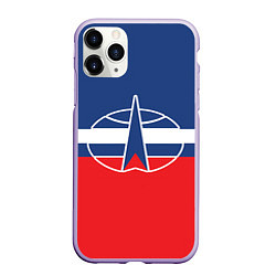 Чехол iPhone 11 Pro матовый Флаг космический войск РФ, цвет: 3D-светло-сиреневый