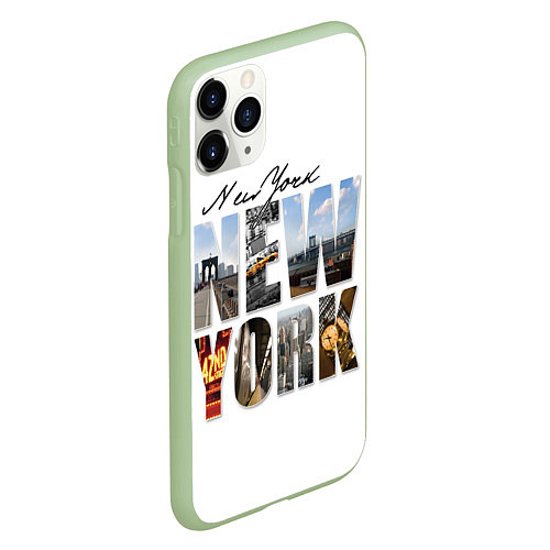 Чехол iPhone 11 Pro матовый Панорамы Нью Йорка / 3D-Салатовый – фото 2