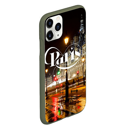 Чехол iPhone 11 Pro матовый Night Paris / 3D-Темно-зеленый – фото 2