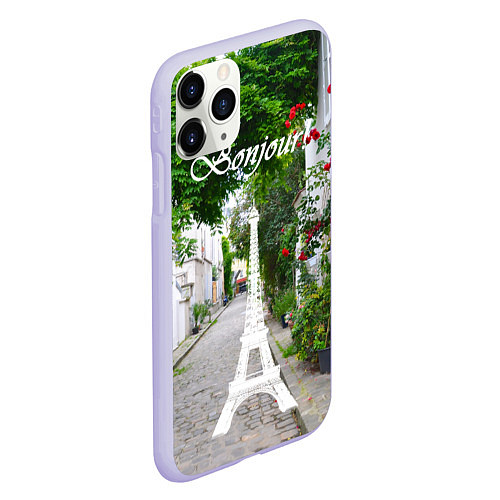 Чехол iPhone 11 Pro матовый Bonjour Paris / 3D-Светло-сиреневый – фото 2