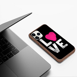 Чехол iPhone 11 Pro матовый Love Heart, цвет: 3D-коричневый — фото 2
