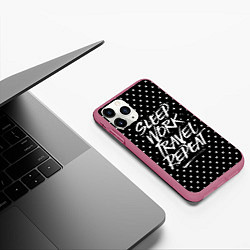 Чехол iPhone 11 Pro матовый Sleep Work Travel Repeat, цвет: 3D-малиновый — фото 2