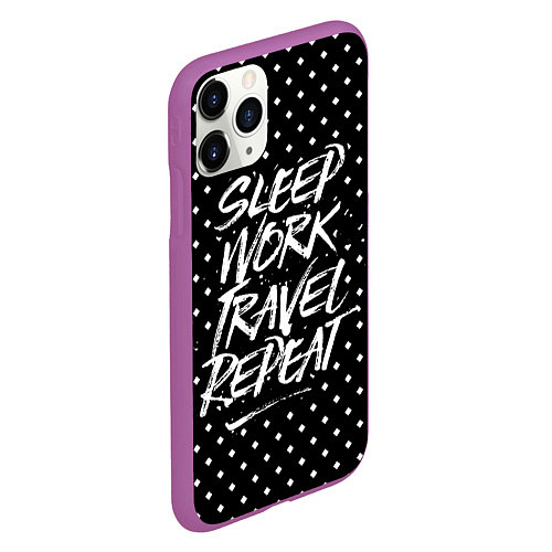 Чехол iPhone 11 Pro матовый Sleep Work Travel Repeat / 3D-Фиолетовый – фото 2