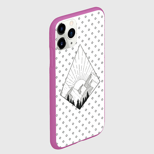 Чехол iPhone 11 Pro матовый Восход солнца / 3D-Фиолетовый – фото 2