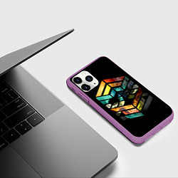 Чехол iPhone 11 Pro матовый Геометрический череп, цвет: 3D-фиолетовый — фото 2