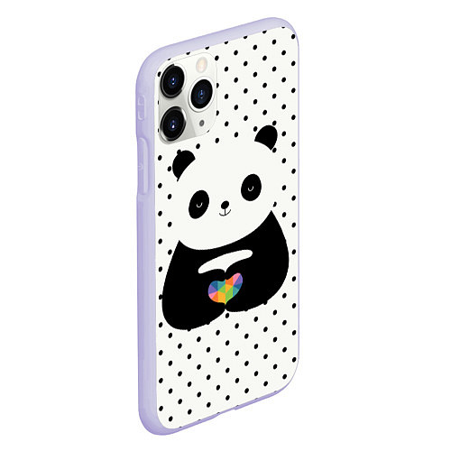 Чехол iPhone 11 Pro матовый Любовь панды / 3D-Светло-сиреневый – фото 2