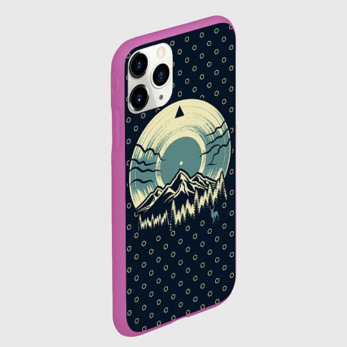 Чехол iPhone 11 Pro матовый Музыка гор / 3D-Фиолетовый – фото 2