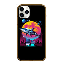 Чехол iPhone 11 Pro матовый Ретро акула, цвет: 3D-коричневый