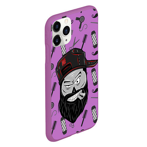 Чехол iPhone 11 Pro матовый Барбер Борода / 3D-Фиолетовый – фото 2