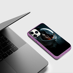 Чехол iPhone 11 Pro матовый Девушка космонавт, цвет: 3D-фиолетовый — фото 2