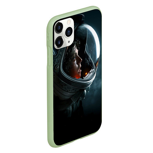 Чехол iPhone 11 Pro матовый Девушка космонавт / 3D-Салатовый – фото 2