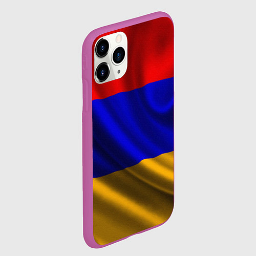 Чехол iPhone 11 Pro матовый Флаг Армения / 3D-Фиолетовый – фото 2