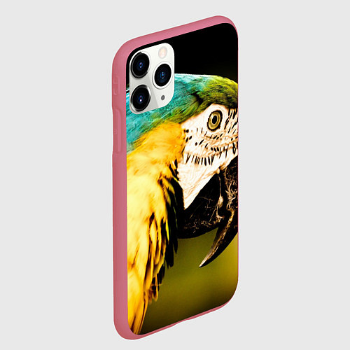 Чехол iPhone 11 Pro матовый Улыбка попугая / 3D-Малиновый – фото 2