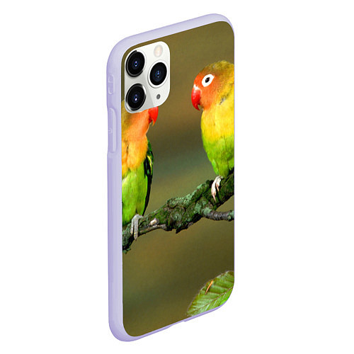 Чехол iPhone 11 Pro матовый Два попугая / 3D-Светло-сиреневый – фото 2