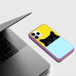 Чехол iPhone 11 Pro матовый Черный кот выглядывает, цвет: 3D-фиолетовый — фото 2