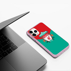 Чехол iPhone 11 Pro матовый Liverpool: Green style, цвет: 3D-розовый — фото 2