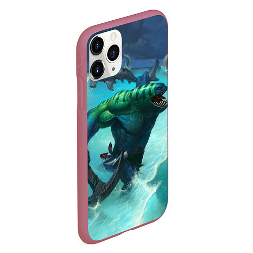 Чехол iPhone 11 Pro матовый Tidehunter: Water Rage / 3D-Малиновый – фото 2