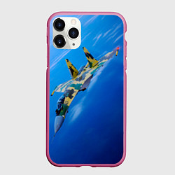 Чехол iPhone 11 Pro матовый Су 35, цвет: 3D-малиновый