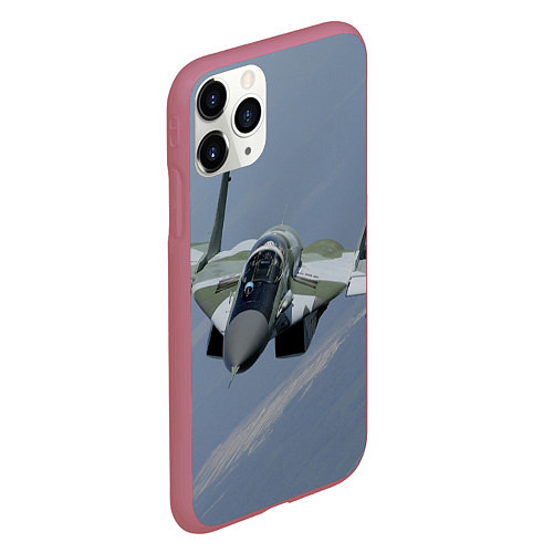 Чехол iPhone 11 Pro матовый MiG-29SMT / 3D-Малиновый – фото 2