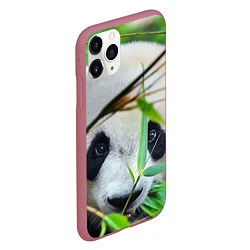 Чехол iPhone 11 Pro матовый Панда в лесу, цвет: 3D-малиновый — фото 2