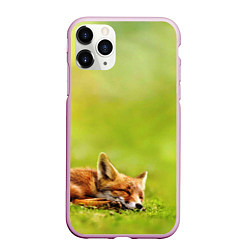 Чехол iPhone 11 Pro матовый Лисичка спит, цвет: 3D-розовый