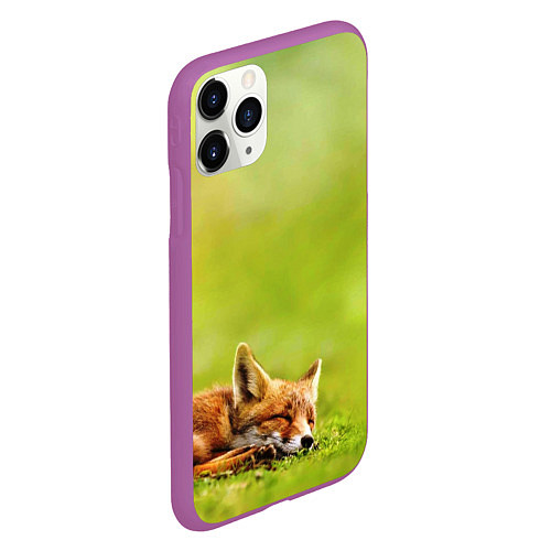 Чехол iPhone 11 Pro матовый Лисичка спит / 3D-Фиолетовый – фото 2