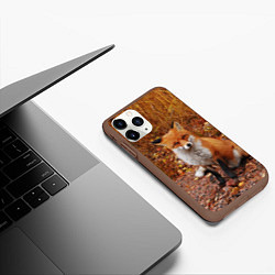 Чехол iPhone 11 Pro матовый Осенняя лиса, цвет: 3D-коричневый — фото 2