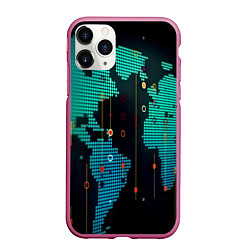 Чехол iPhone 11 Pro матовый Digital world, цвет: 3D-малиновый