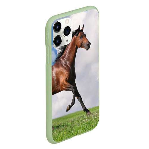 Чехол iPhone 11 Pro матовый Бегущий жеребец / 3D-Салатовый – фото 2