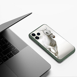 Чехол iPhone 11 Pro матовый Белый конь, цвет: 3D-темно-зеленый — фото 2