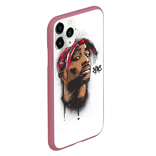 Чехол iPhone 11 Pro матовый 2Pac / 3D-Малиновый – фото 2